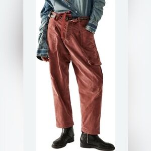 Free People Bay To Breakers Soft Corduroy Pants in a red/brown size XL